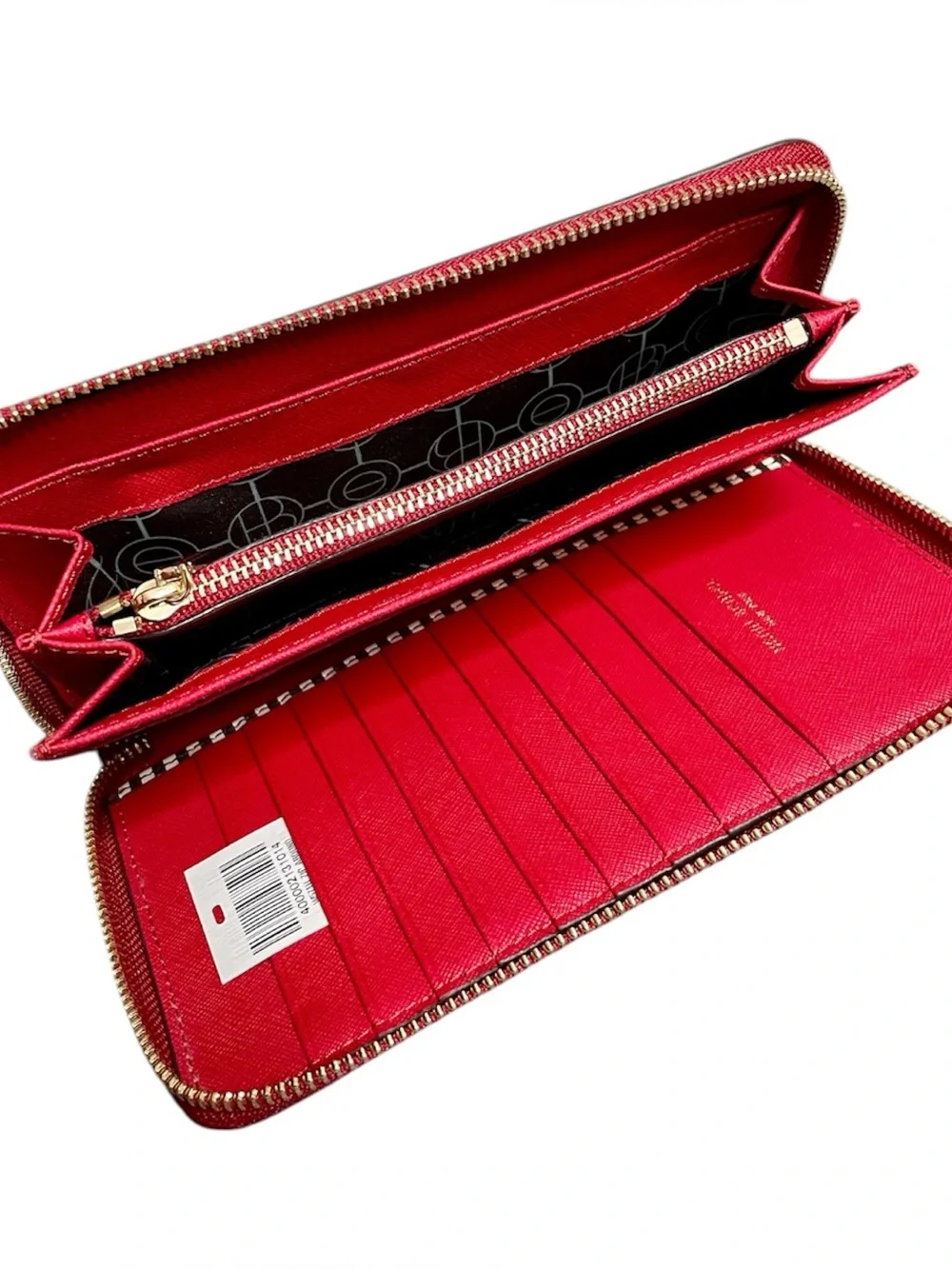 Henri Bendel Red Pebbled Leather Continental Zip Around Organizer Wallet NEW - Picture 8 of 11
